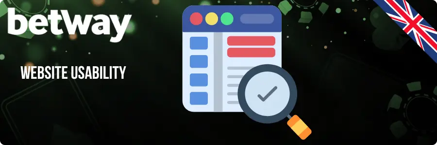 Betway Casino website usability graphic with browser and magnifier