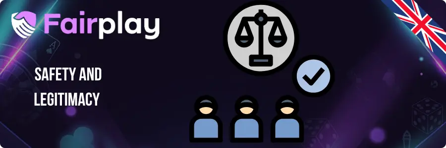 Fairplay Bet UK safety and legitimacy graphic with scales and people